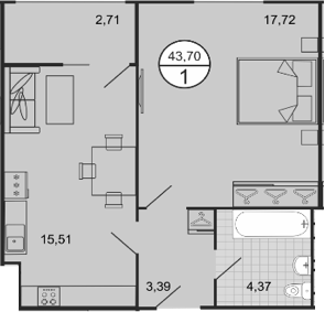 Продается 2-комн. квартира, 40.99 м²