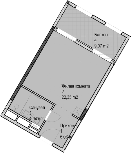 Студия, 32.3 м², 3/6 этаж, ЖК «Гостиничный комплекс Николай 1»