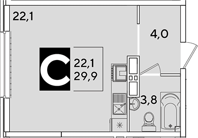 Продается 1-комн. квартира, 29.9 м²