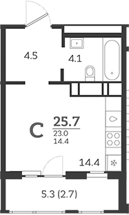 Студия, 23 м², 21/24 этаж, ЖК «Все Свои VIP»