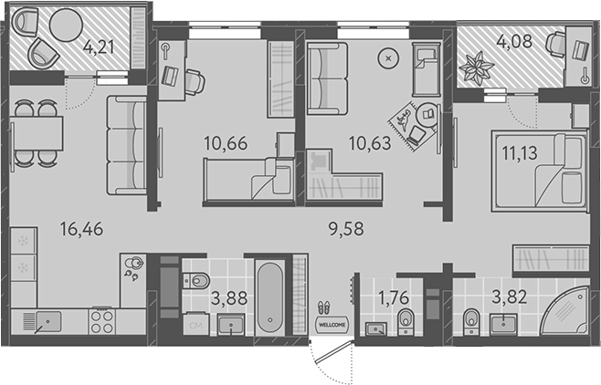 4+ комнаты, 67.92 м², 7/9 этаж, ЖК «Теплые края»
