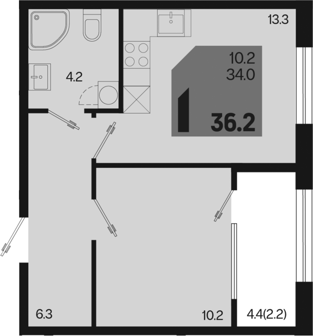 Продается 1-комн. квартира, 34 м²