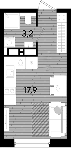 Продается 1-комн. квартира, 21.1 м²