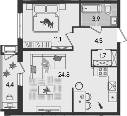 Продается 2-комн. квартира, 46 м²