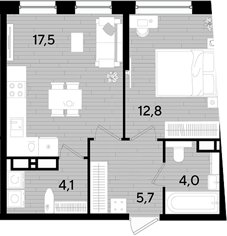 Продается 1-комн. квартира, 44.1 м²
