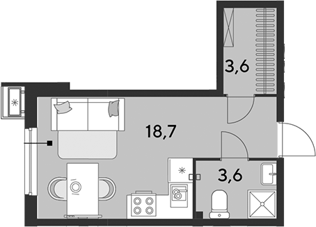 Продается 1-комн. квартира, 25.9 м²