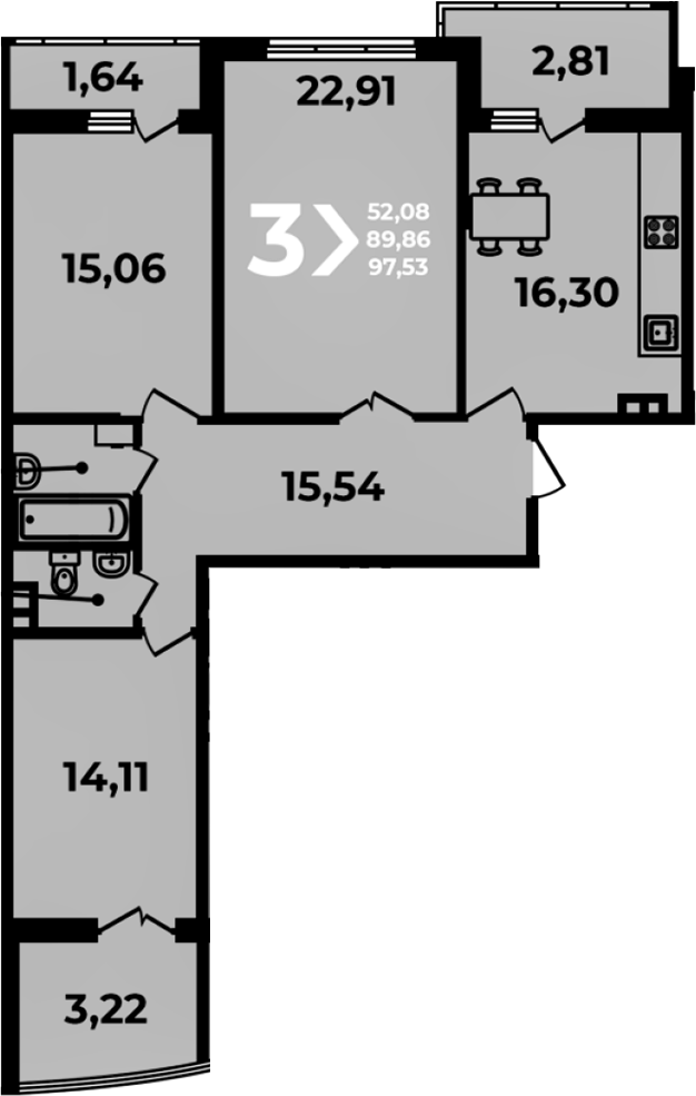 4+ комнаты, 89.86 м², 7/19 этаж, ЖК «Аксиома»