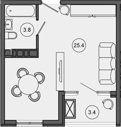 Студия, 29.2 м², 7/10 этаж, ЖК «Гостиничный комплекс GREENMONT»