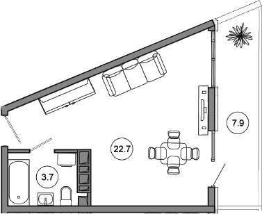 Студия, 28.6 м², 8/10 этаж, ЖК «Гостиничный комплекс GREENMONT»
