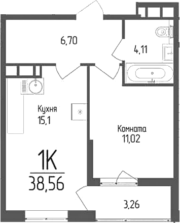 Продается 1-комн. квартира, 36.93 м²