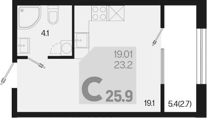 Продается 1-комн. квартира, 23.2 м²
