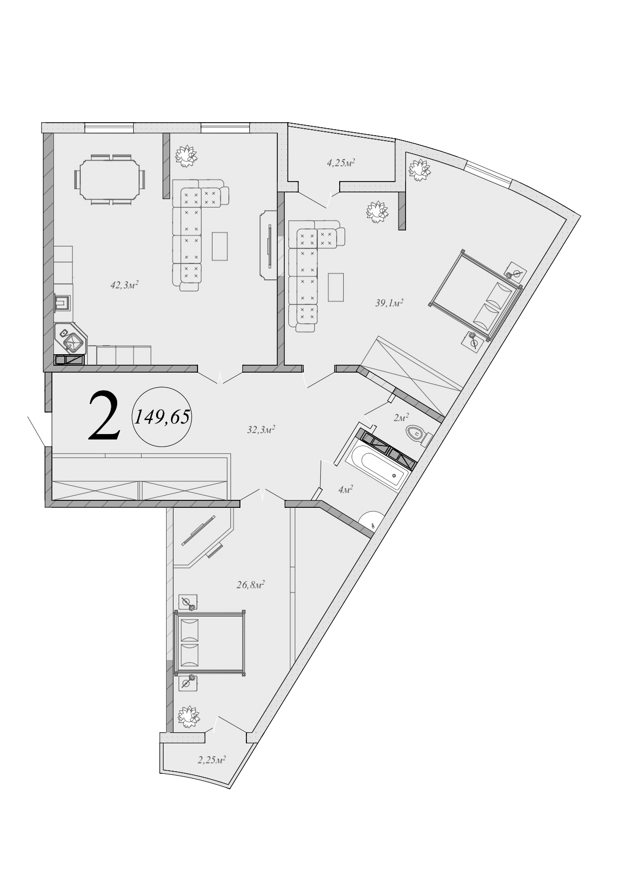3-комн., 146.39 м², 5/20 этаж, ЖК «Радонеж»