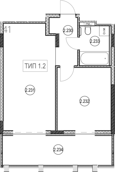 Продается 2-комн. квартира, 41.2 м²