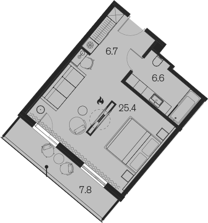 Студия, 38.7 м², 4/4 этаж, ЖК «Benefit Sky Breeze Sochi»