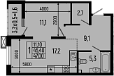 Продается 1-комн. квартира, 45.4 м²