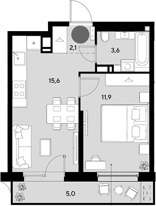 Продается 2-комн. квартира, 33.2 м²
