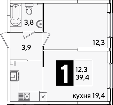 Продается 2-комн. квартира, 39.4 м²