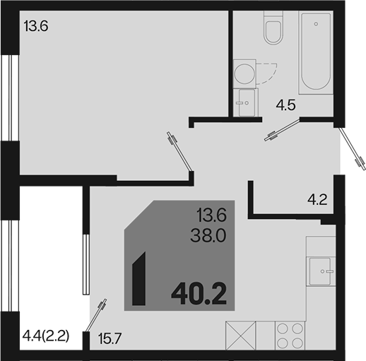 Продается 2-комн. квартира, 38 м²