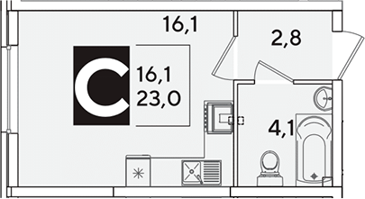 Продается 1-комн. квартира, 23 м²