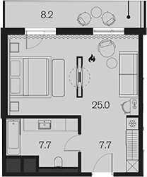 Студия, 40.4 м², 3/4 этаж, ЖК «Benefit Sky Breeze Sochi»