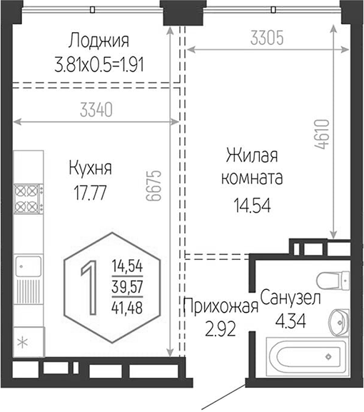 Продается 2-комн. квартира, 39.57 м²