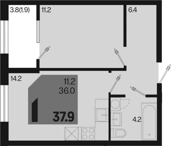 Продается 1-комн. квартира, 36 м²