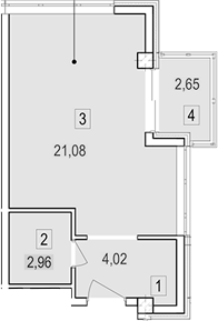 Студия, 28.05 м², 3/7 этаж, ЖК «Гостиничный комплекс Скайвиль»