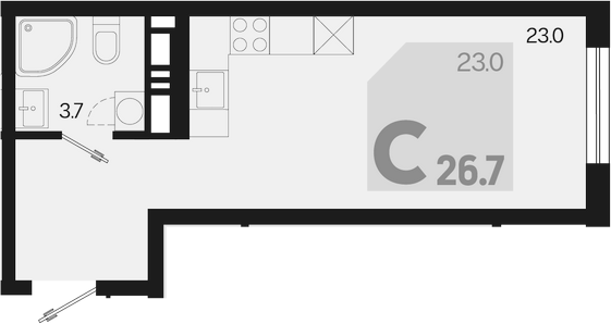 Студия, 27.6 м², 8/18 этаж, ЖК «Первое место»