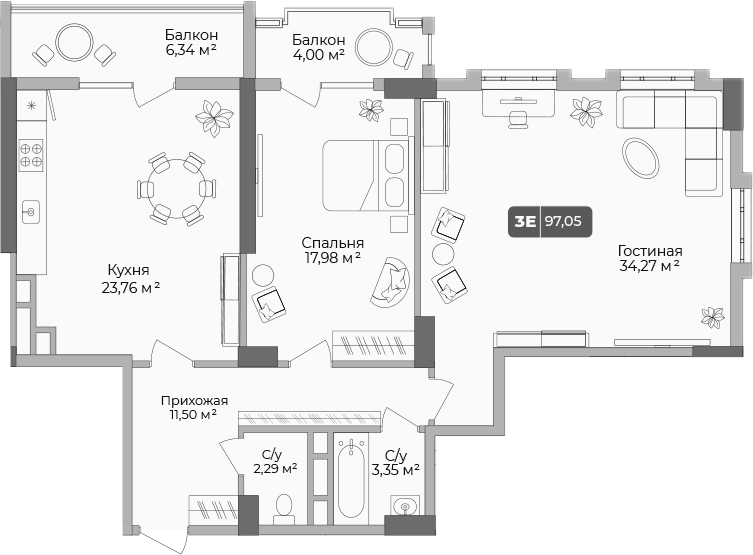 Продается 2-комн. квартира, 94.2 м²