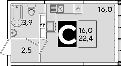 Продается 1-комн. квартира, 22.4 м²
