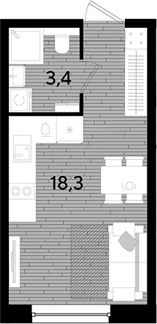 Студия, 21.7 м², 2/16 этаж, ЖК «DОГМА ПАРК»