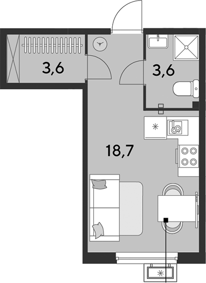 Студия, 25.9 м², 2/9 этаж, ЖК «Парк Победы»