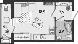 Студия, 26.4 м², 2/24 этаж, ЖК «Рекорд»