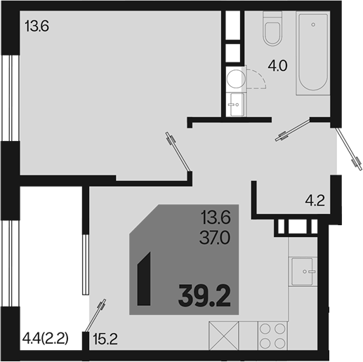 Продается 2-комн. квартира, 37 м²