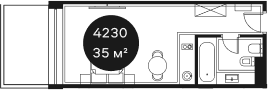Объект, 35.02 м², 4/4 этаж, ЖК «Резиденция Волна»