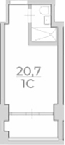 Студия, 20.7 м², 2/4 этаж, ЖК «Комплекс Luciano»