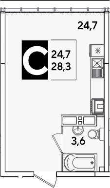 Студия, 28.3 м², 16/16 этаж, ЖК «Самолет»