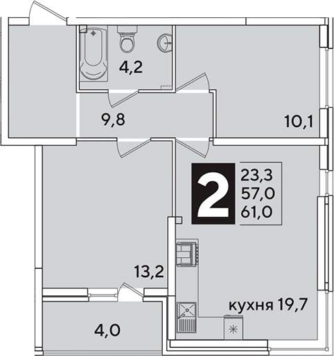 Продается 3-комн. квартира, 57 м²