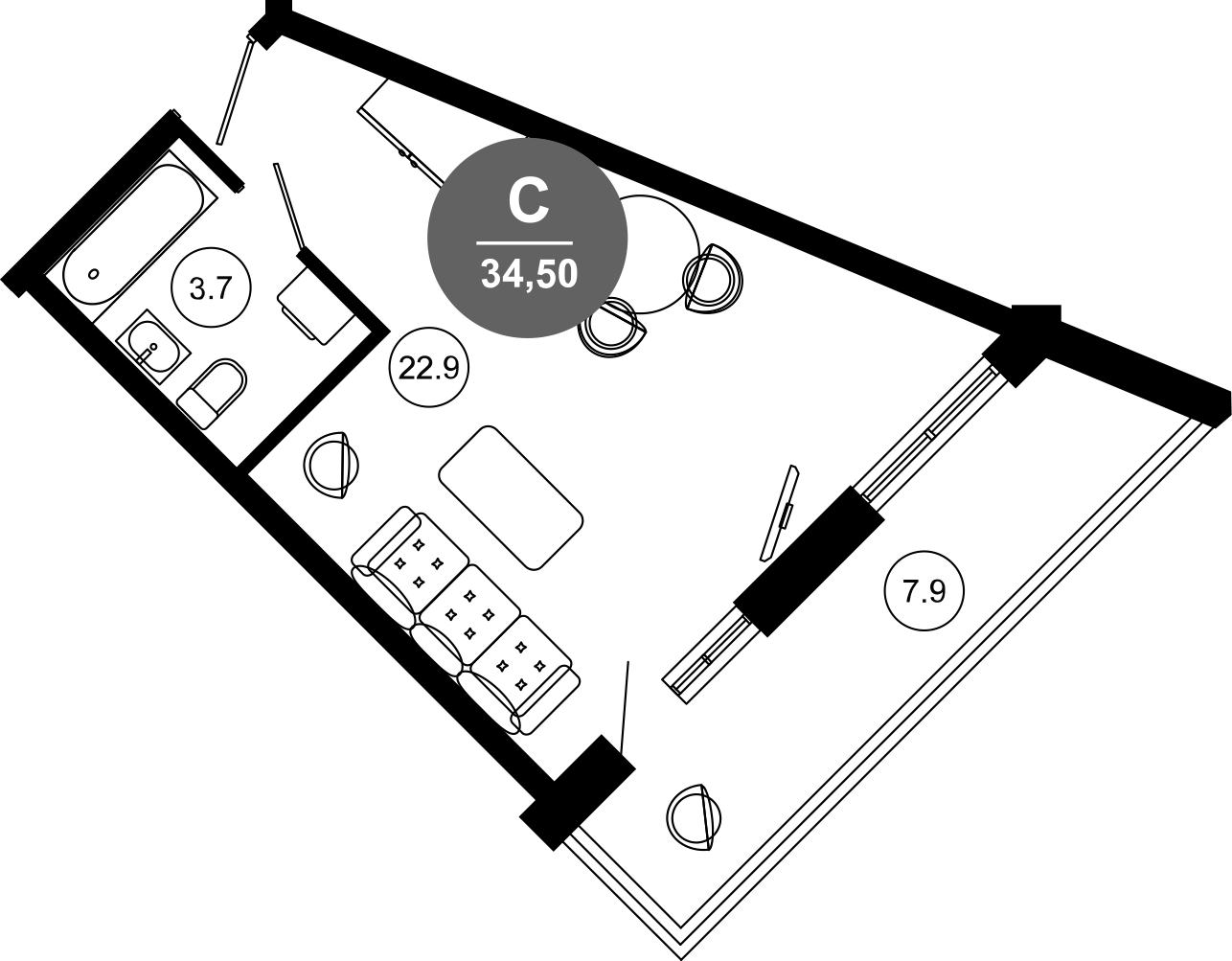 Студия, 26.6 м², 8/10 этаж, ЖК «Гостиничный комплекс GREENMONT»