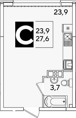 Продается 1-комн. квартира, 27.6 м²