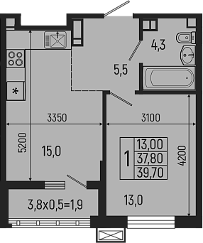 Продается 2-комн. квартира, 37.8 м²