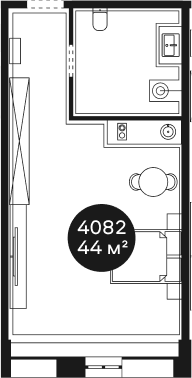 Объект, 43.59 м², 4/4 этаж, ЖК «Резиденция Волна»