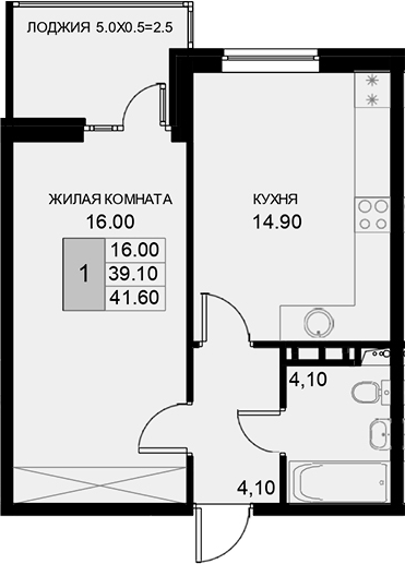 Продается 1-комн. квартира, 39.1 м²