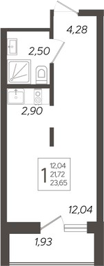 Студия, 21.72 м², 3/19 этаж, ЖК «Кислород»