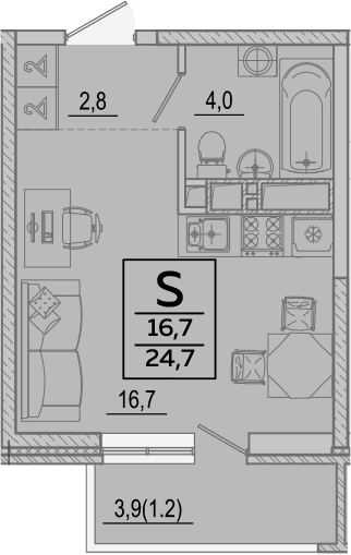 Продается 1-комн. квартира, 23.5 м²