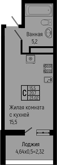 Студия, 20.7 м², 13/16 этаж, ЖК «Sun Hills Ольгинка»