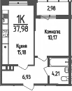 Продается 1-комн. квартира, 36.49 м²