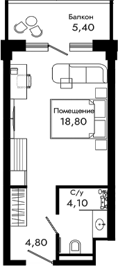 Студия, 27.7 м², 6/8 этаж, ЖК «Курортный отель Алеан Селект Агой»