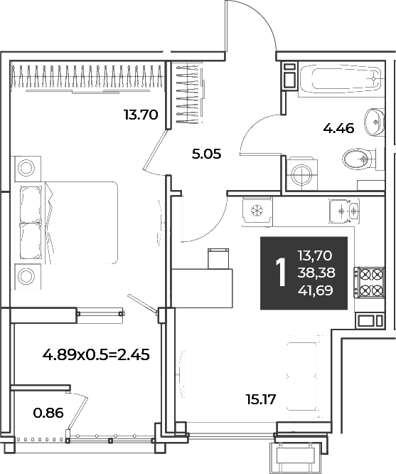 Продается 1-комн. квартира, 38.38 м²