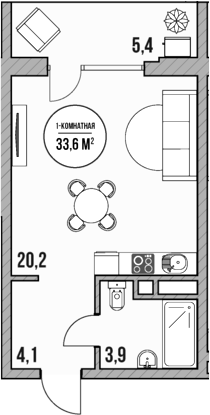 Студия, 28.2 м², 2/5 этаж, ЖК «МореТут»